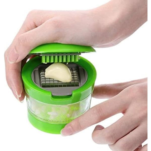 Garlic Press, Mini Portable ABS Stainless Steel Garlic Press Chopper Slicer Hand Press Grinder Crusher Kitchen Accessory