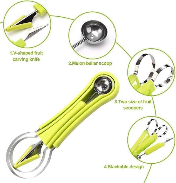 Fruit Carving Spoon Peeling Tool Kit, Watermelon Ball Spoon, Portable Gadget for Camping, Kitchen Home