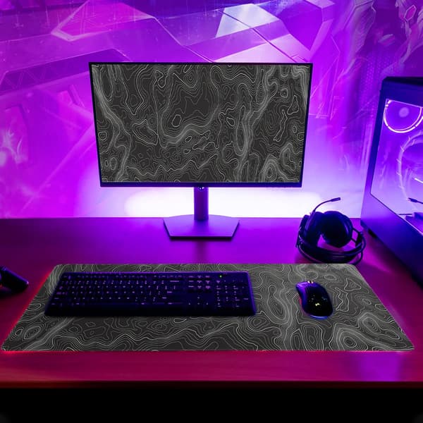 Topografisk Kontur Forlænget Stor Musemåtte, Gaming Musemåtte Skrivebordsmåtte, 70x30 cm Lang Computer Tastatur Musemåtte med 3mm