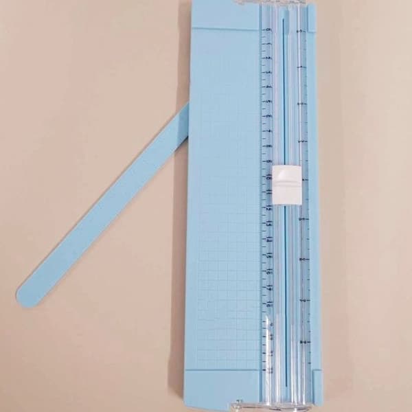 SALALIS Bærbar papirkutter, liten A5 papirkutter, presis skjærelinjal, multifunksjonell design, for kontor/klasserom, blå