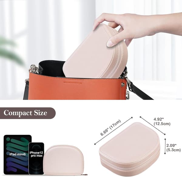 Portable Double Layer Small Jewelry Box - Pink, Lightweight PU Leather
