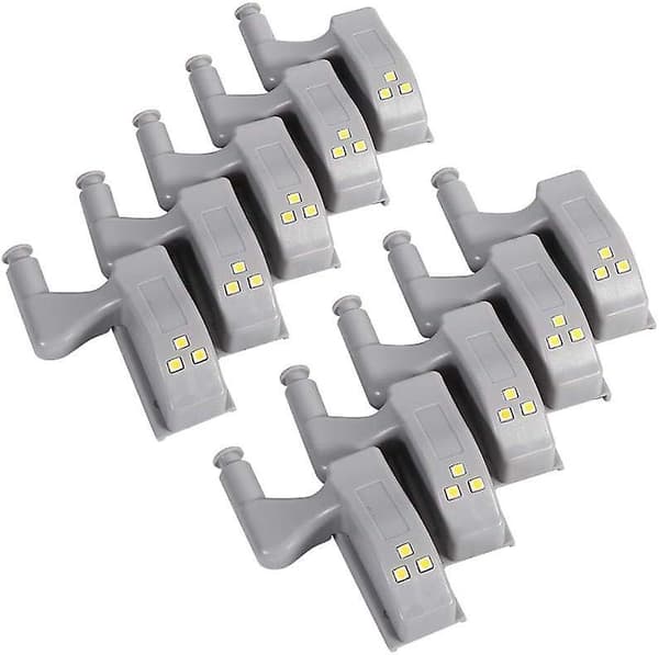 10 stk LED-hengselsensorlamper for skap, varmhvit.