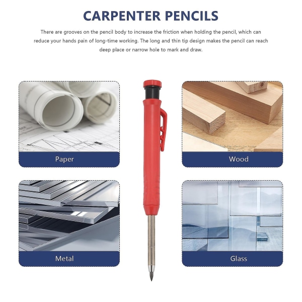 Solid Carpenter Penna med Vässare Mekaniska pennor kompatibel med trägolv Marker Carpenters Drawin