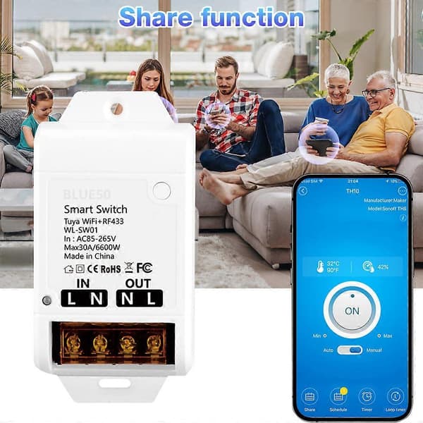 Tuya Smart WiFi Dry Contact Switch Module 10A Home Universal DIY Switch Relay Works with Smart Life