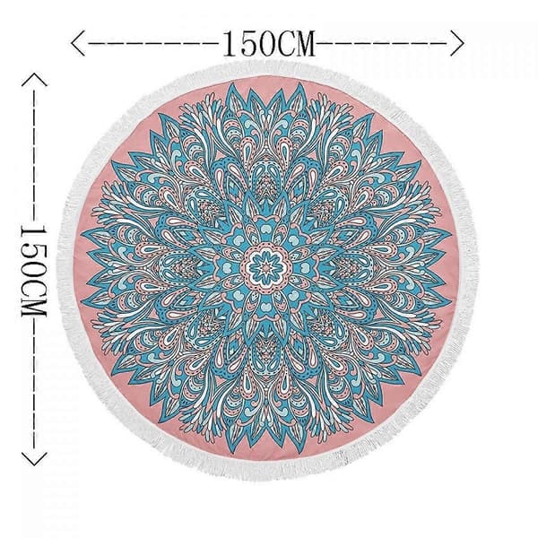 Beach Blanket Beach Mat Outdoor Picnic Round Microfiber Fruit Pattern Oversized Round Beach Towel Yoga Mat Tassel 150Cm