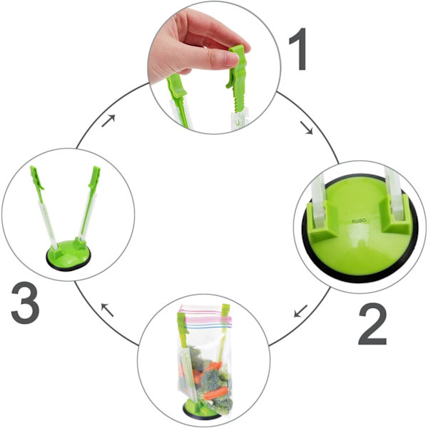 Rymlig Stativ for Pose/Frysepose/Ziplock-pose, Matplanlegging/Forberedelse Poseholder, 4-pakning