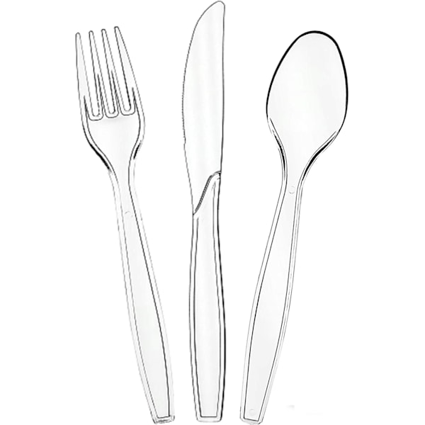 Gennemsigtigt engangsbestik af plast Engangsbestik (med fin blitz) 150 Combo Set
