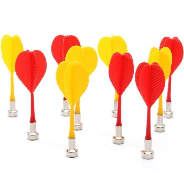 Magnetiske piler, erstatningsdartspill i plast Safety Dart Wing Target-leker (rød+gul 10)