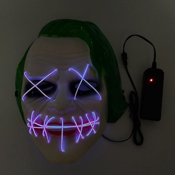 Halloween El Glowing Maske Halloween Festlig Ball Party Clown El Glowing Line Maske