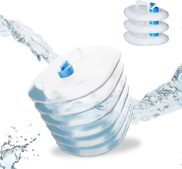 Foldable Water Container Set of 4, Oval, Handle, with Tap, 15L, Drinking Water for Camping
