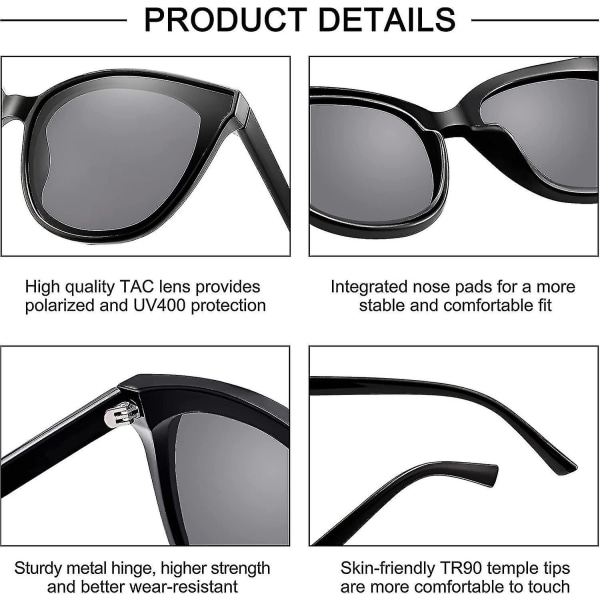 Överdimensionerade Cat Eye-solglasögon Polariserat Uv400-skydd för kvinnor, extra stort Trendigt Vintage Cateye-solglasögon Tr90-båge