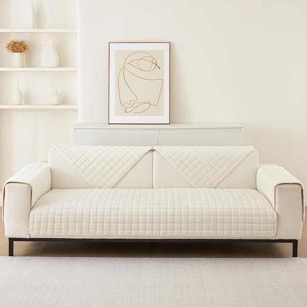 Vaskede flonel sofaovertræk, nye sofapudeovertræk, L-formede sofaovertræk (Beige hvid, 70x70cm) Beige Beige