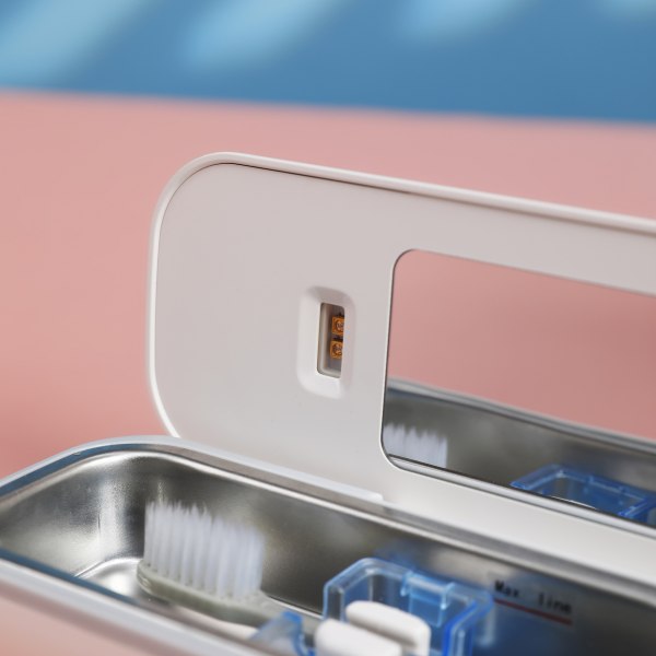 Bærbar UV-tannbørstedesinfeksjonsreiseveske UV-C autosyklussterilisering og oppladbar rengjøringsholder for steriliseringsboks passer til Ele