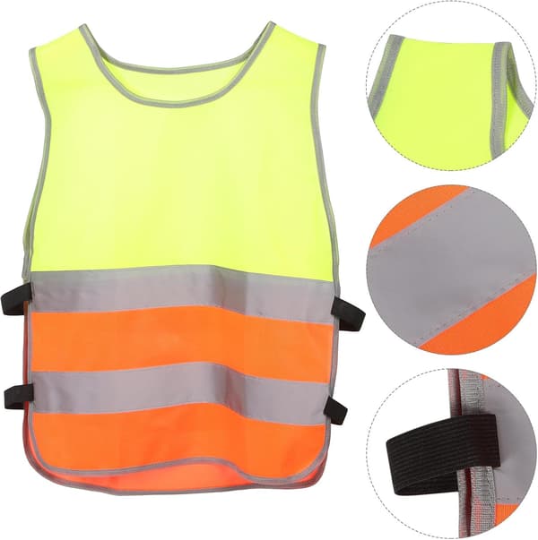 Reflekterende sikkerhetsvest i polyester med høy synlighet for gutter og jenter, pustende utendørsvest