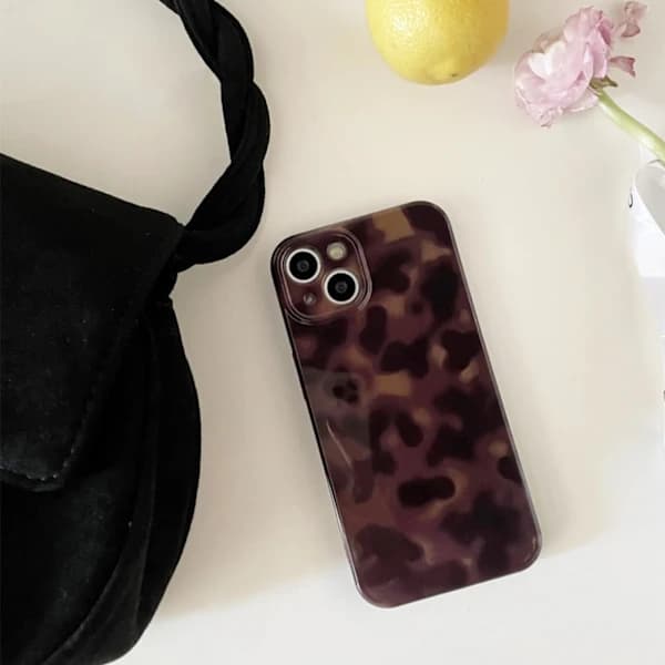 Cute Phone Case for iPhone 16 Pro Max Case Amber Leopard Full Camera Protection Slim Shockproof Aesthetic-Brown Amber