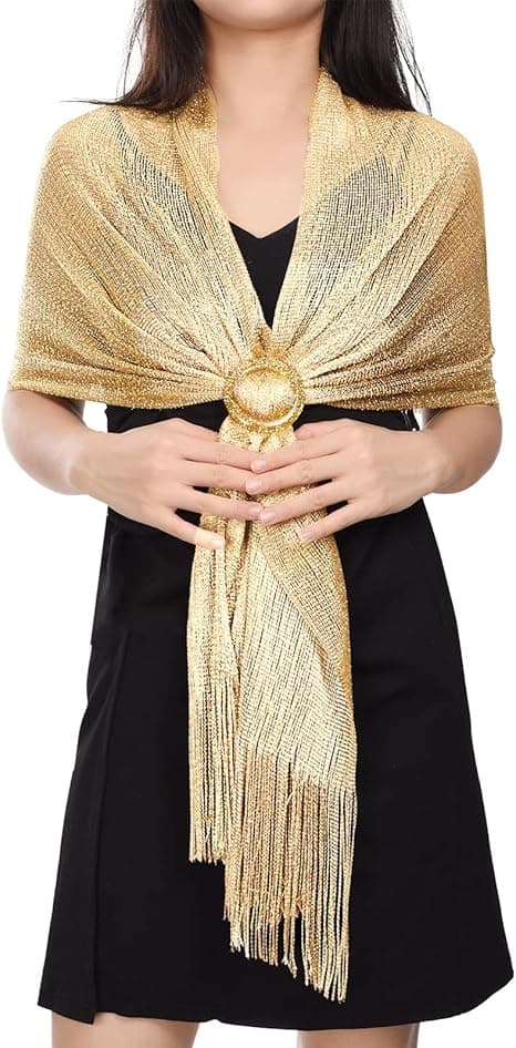 Bröllopssjal i guld för damer, bröllopsomslag, foulard Fo