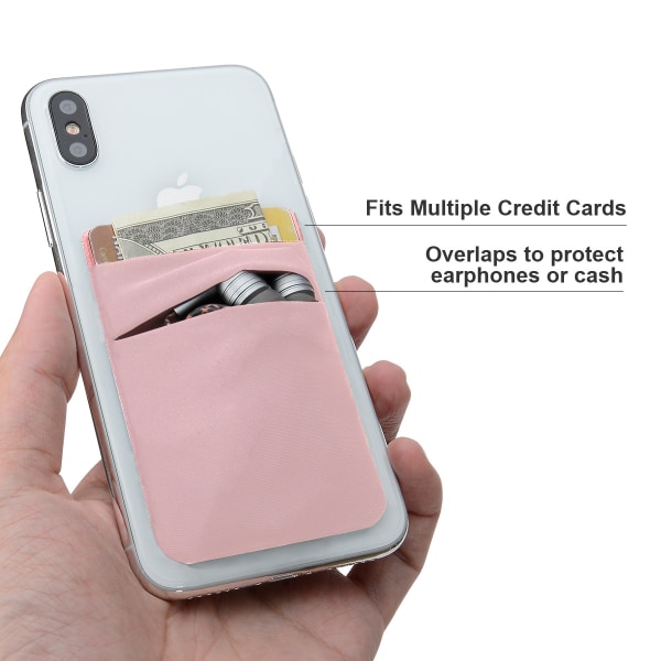 3-pakk selvklebende telefonlomme, mobiltelefonstift på kortlommebok, kredittkort/ID-kortholder (dobbelt sikker) med klistremerke