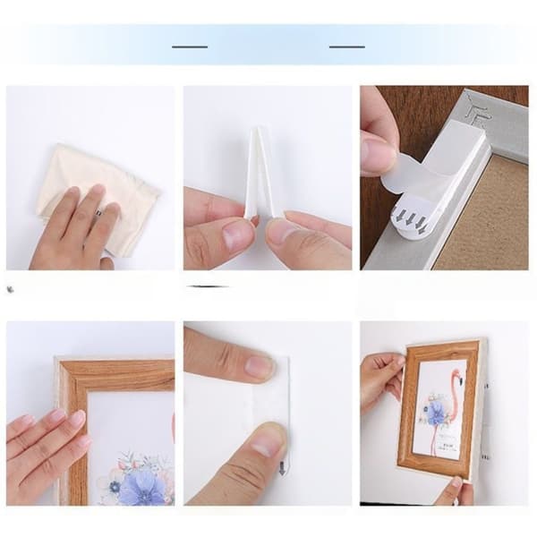 Removable Adhesive Picture Frame Hook and Loop Fastening Strips, 16x46mm, 12 Pairs