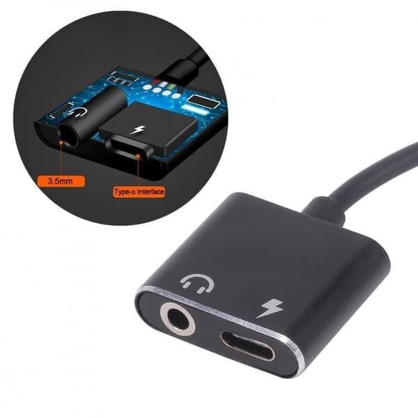 USB-C-adapter: Lad og lytt, stilig design svart