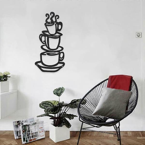 Coffee Cup Wall Art Metal Decor Sign Cafe Theme Sculptures Kitchen Restaurant