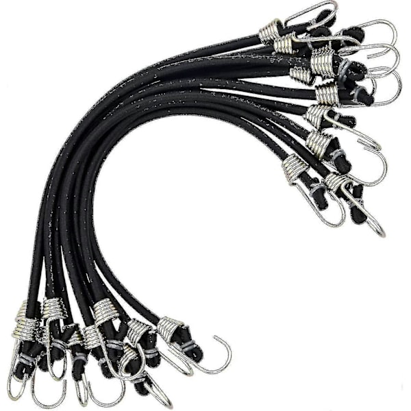 10-pack elastiska remmar, bagageremmar med krokar, korta elastiska remmar