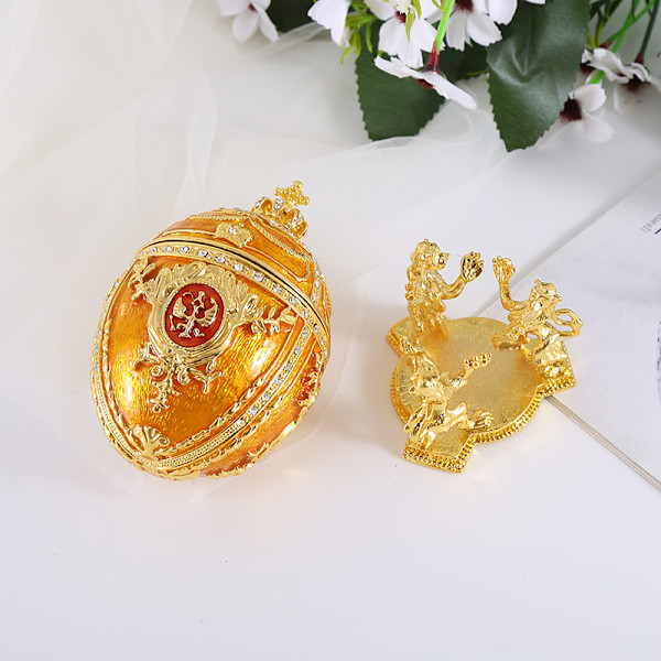 Dekorationsprydnader Påskägg Antik Ringaskar Ringvisningshållare Gångjärns Smyckeskrin Fabergé Ägg Prydnadsask Påskgåvoraskar Gyllene 17X7X7cm Golden 17*7*7cm