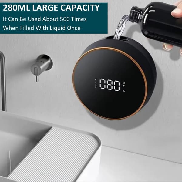 Automatic Soap Dispenser, Contactless and Hands-Free Automatic Foam Dispenser for Kitchen and Bathroom, Wall-Mounted and Rechargeable Electric.
