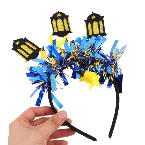 Ramadan Hårbånd til Kvinder med Måne- og Stjernedesign, Pasform i Plastikhåndværk, Blåt Glitrende Festival Hårtilbehør til Eid Mubarak Begivenhed
