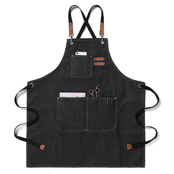 Apron Waterdrop Resistant Cotton Canvas Adjustable Cross Back Apron Thick Canvas, Durable And Dirt-Repellent Long-Sleeved Long-Sleeved Apron