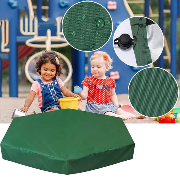 140*110*20 cm Sandpit Cover - Hexagonal, with Drawstring, Waterproof Oxford - for Sandpit, Roof - Green