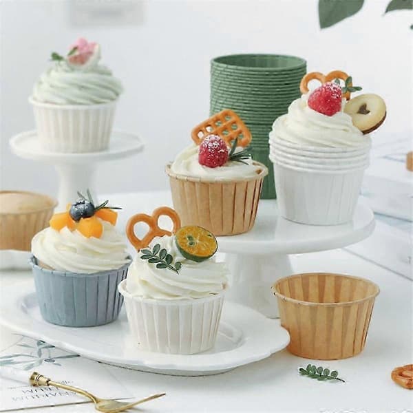 Muffinsforme, Husholdningsrulle Muffinsforme, Højtemperaturbestandige Papirforme, Dessert Dampovn Bageforme E