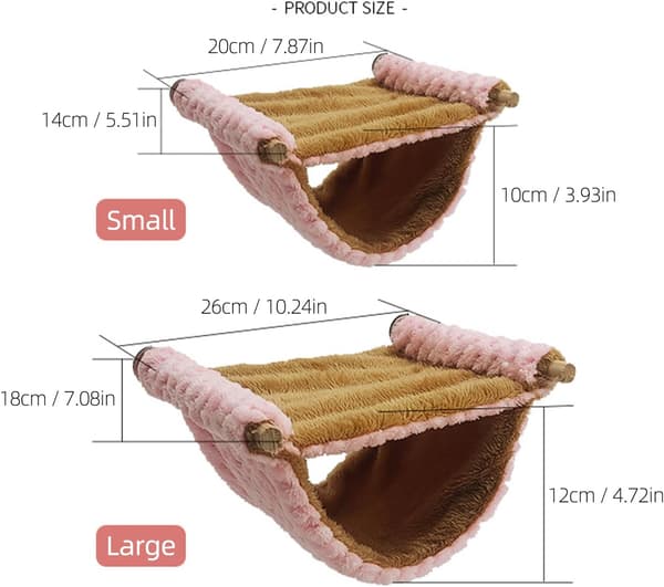 Warm Hammock for Small Animals, Double-Layer Hammock for Rats and Guinea Pigs