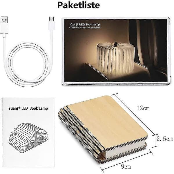 Træ Boglampe, Foldbar Boglampe Dekoration, Varm Hvid