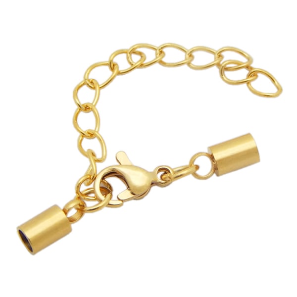 10 st Leather Cord End Clasps Kopplingar med Hummerlås och Förlängningskedja 2,2 mm Justerbara Smyckesklämmor Lädertråd