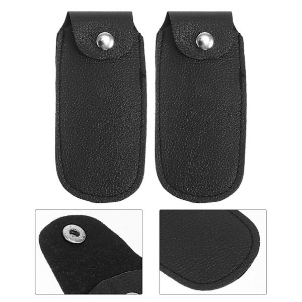 2 st Holster i Läder för Instrument Skydd Barnpresent Stabil Munspelskydd Bärbar Munspelask Svart 13x6x1cm Black 13x6x1cm