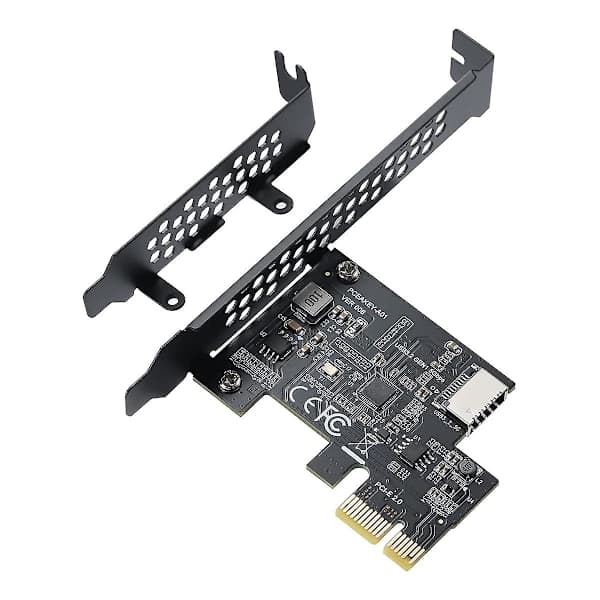 PCI-e 1x til USB 3.2 Gen1 5gbps Type-e A-key utvidelseskort, frontpanel Type-c port, for stasjonære datamaskiner, svart