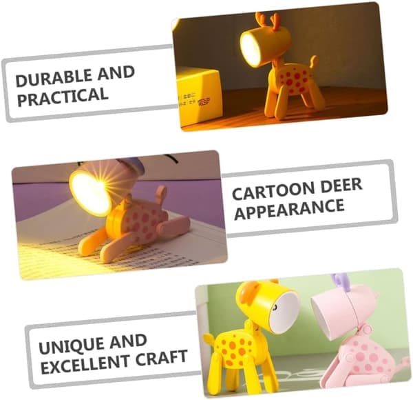 LED Night Light in Deer Shape - Portable Table Lamp with Warm Light for Children's Room, Christmas Gift [Ho]