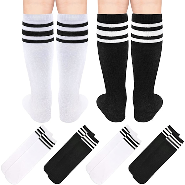 4 Par Barn Fotbollssockor, Småbarns Fotbollssockor, Flickor Pojkar Fotbollssockor, Småbarns Knähöga Sockor, Tubsockor