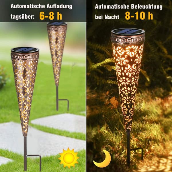 2 stk. LED udendørs stiklamper solcellelampe have metal