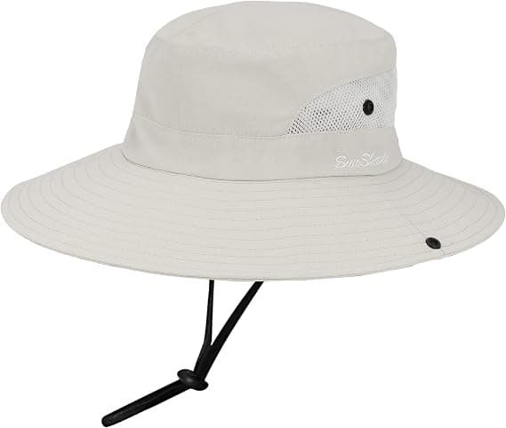 Dam UV-beskyttelse sammenleggbar solhatt i mesh med bred brem og hull for hestehale