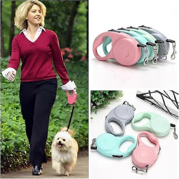 Infällbart hundkoppel, Hundkoppel, Infällbart automatiskt hundkoppel i nylon, 5 m utdragbart dragrep