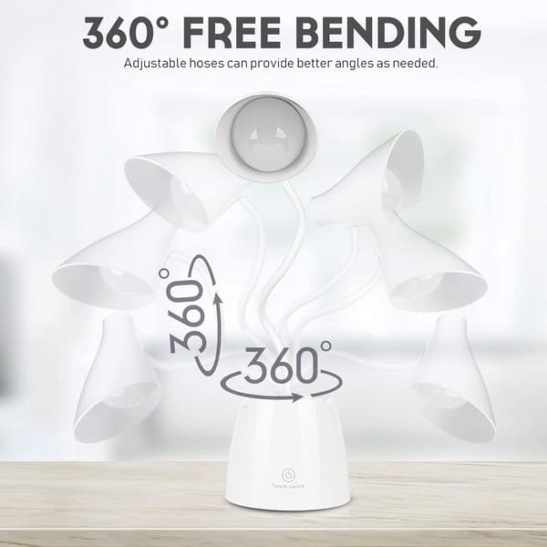 LED Desk Lamp Dimmable Eye Protection 3 Brightness Levels, USB Rechargeable - Touch Switch (White)