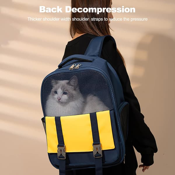 Cat Backpack, Dog Backpack with Ventilated Design, Breathable Mesh, Airline Approved Pet Backpack for Travel (Dark Grey)