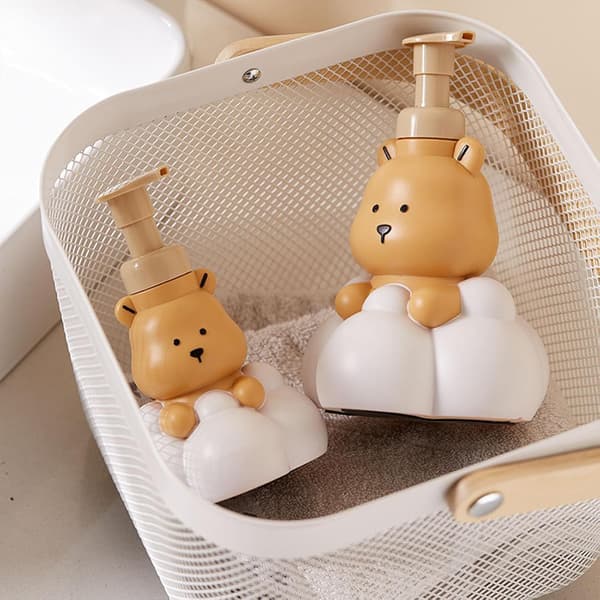 Refillable Foaming Hand Soap and Shampoo Dispenser with Cartoon Bear Design, 250ml