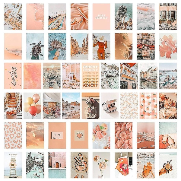 50 st Peach Beach Estetiska bilder kompatibla med väggkollage Boho-stil print kricka färg rumsdekorationer kompatibel med flickor