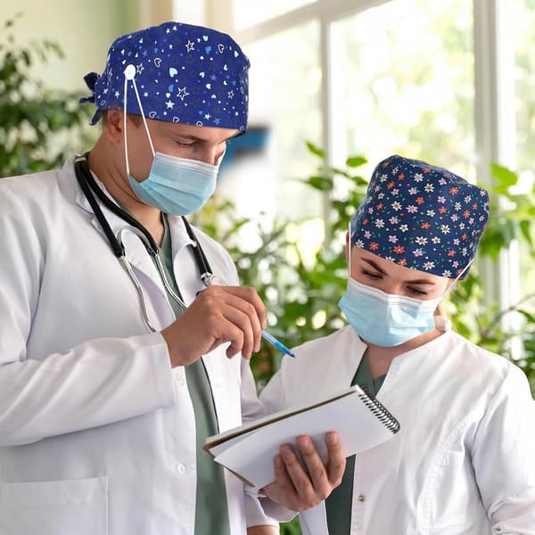 2 STK. Scrub Caps til kvinder, justerbare til kvinder og mænd
