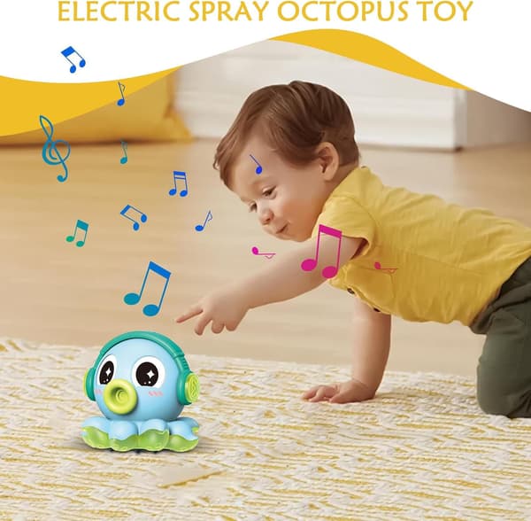 Crawling Octopus Toy - Mini Humidifier with Mist Function | Multi-directional Movement, Lights, and Music (DB)