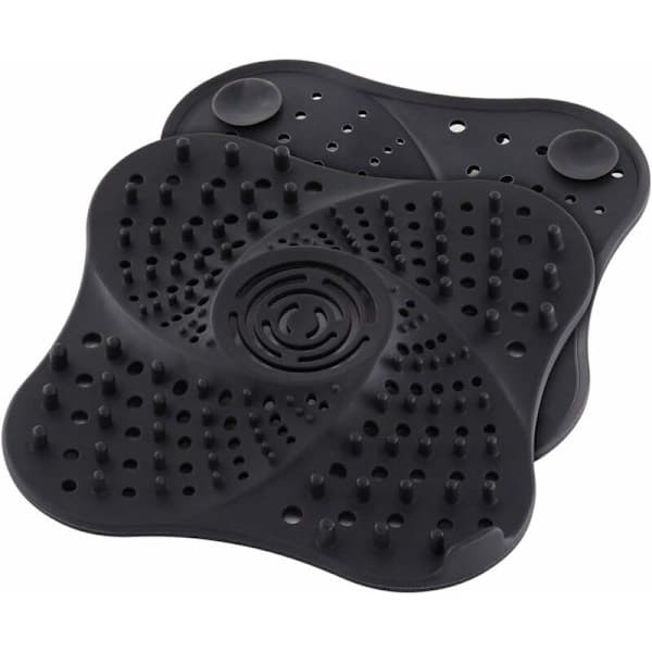 Hair Trap for Shower Drain with Silicone Container and Suction Cup for Bathroom and Kitchen (Black)