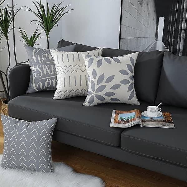 Pillowcase, Pillowcase 45 x 45 set of 4 grey square decorative pillows pillowcase for patio