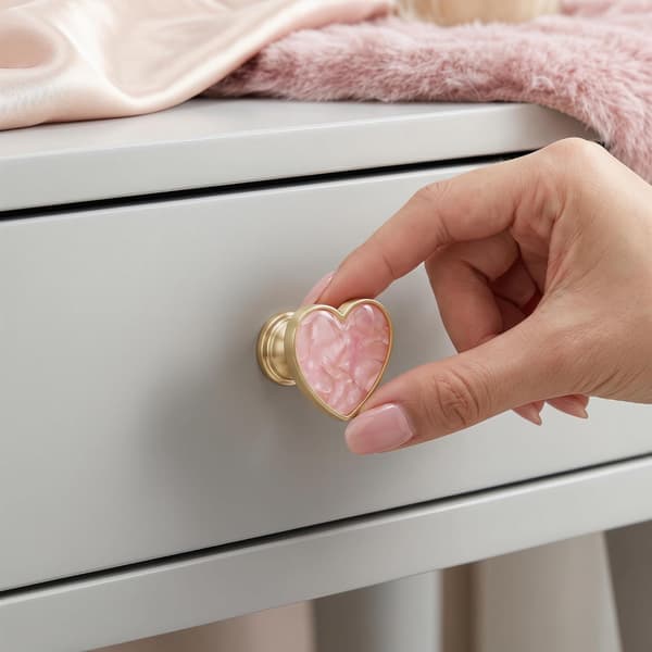 6 stk rosa hjerteformede knotter i sinklegering, kreative skapskuffehåndtak multifunksjonelle dekorative enkelthullsknotter